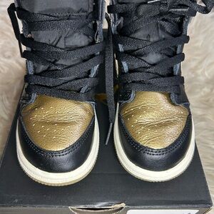 Jordan Black and Gold 1s High OG Sneakers